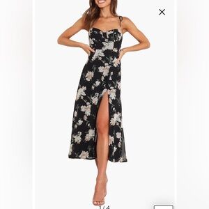 NWT- Petal & Pup Meg Floral Print Bustier Dress, Black, Size 8